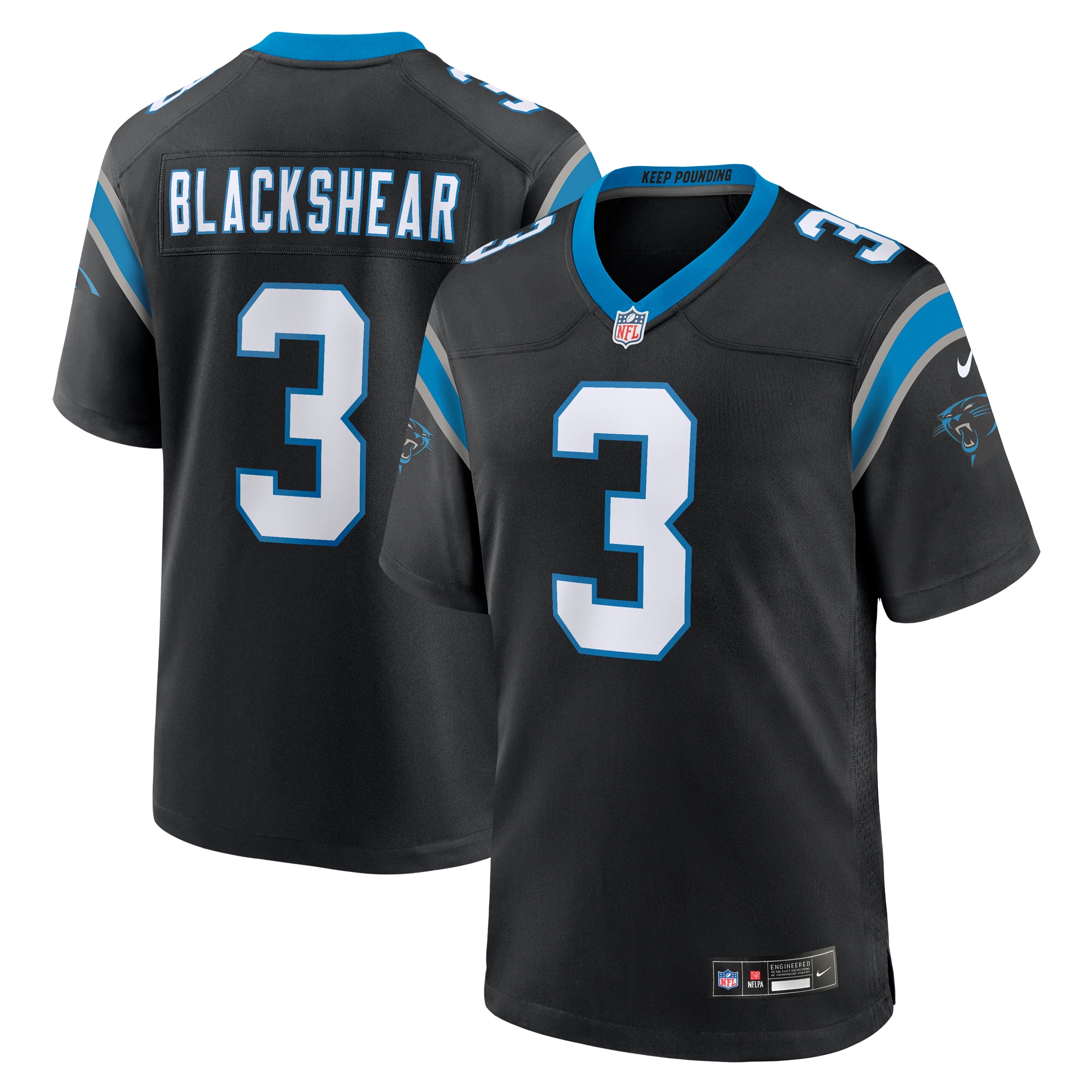 Men’s Carolina Panthers Raheem Blackshear Black Team Game Jersey