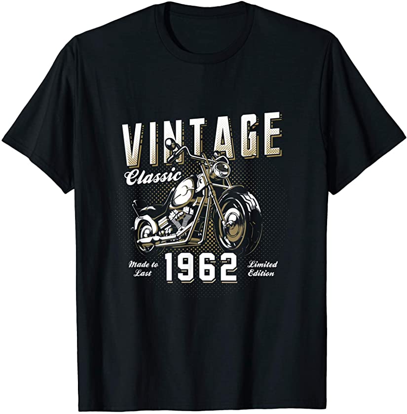 Vintage Motorcycle Born 1962 Classic Motorbike Birthday T-Shirt