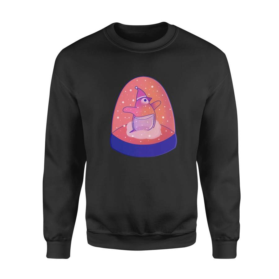 Christmas Gift Christmas Penguin Elf Pink Penguin Under The Snow Falling Down – Standard Crew Neck Sweatshirt