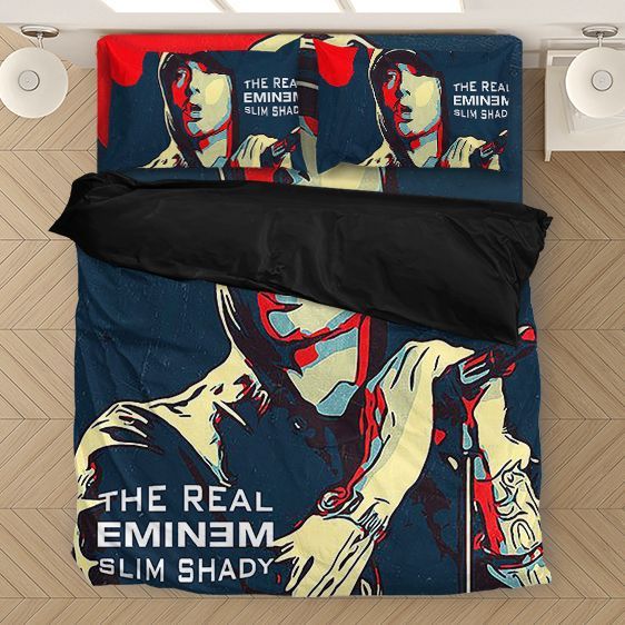 The Real Slim Shady Eminem Colored Silhouette Duvet Quilt Bedding Set