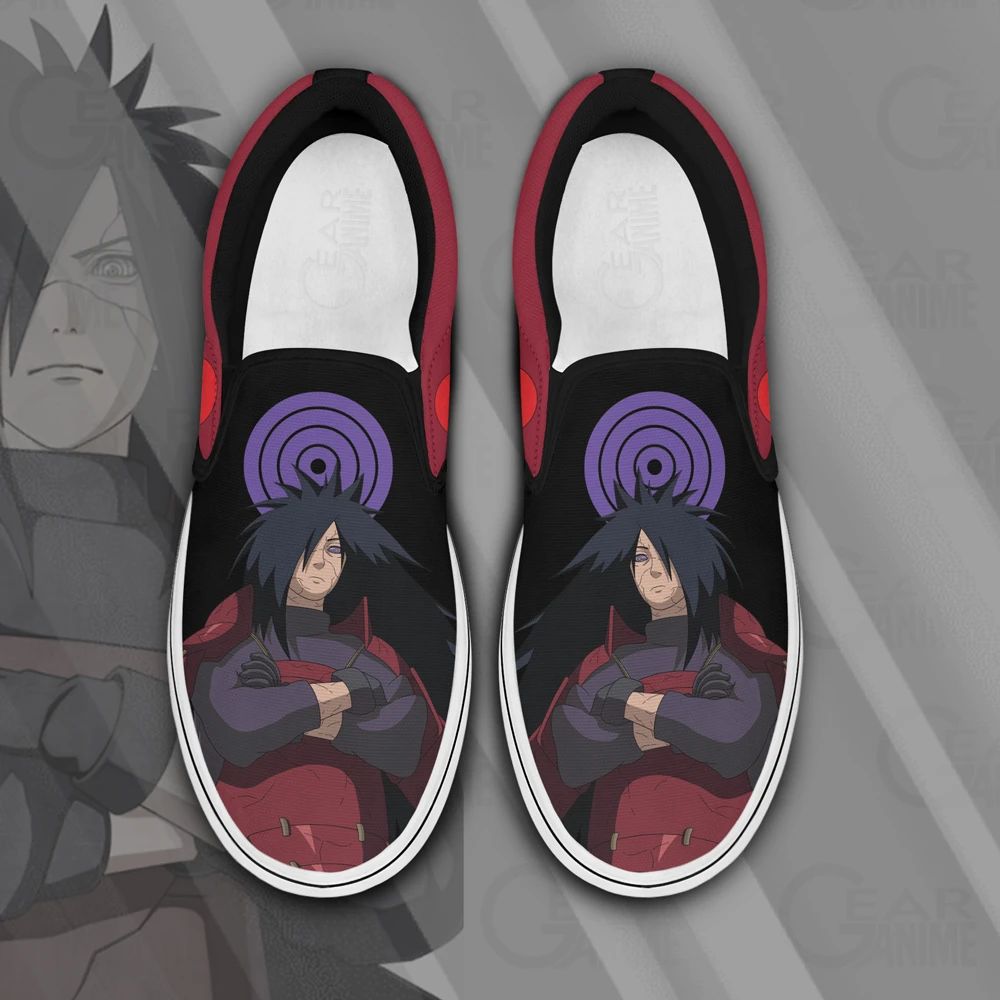 Uchiha Madara Slip On Sneakers Naruto Custom Anime Shoes Pn12 Unisex Men Women