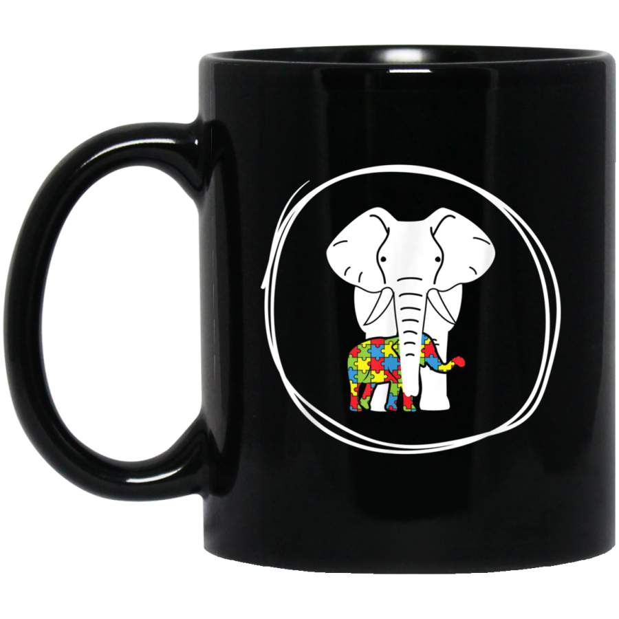 Autism Awareness Elephant 2018 Black Mug