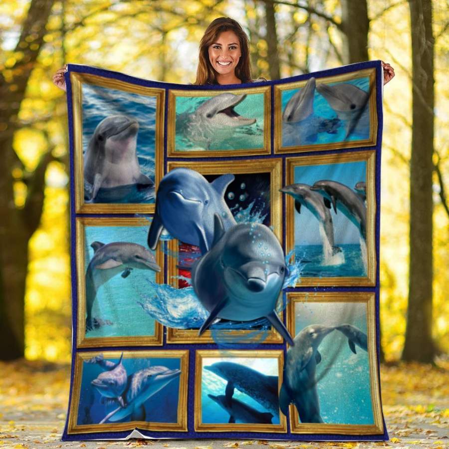 3D Cute Dolphins Sea Save The Ocean Blanket – Custom Blanket / Personalized Blankets / Photo Blanket – Fleece Blanket / Sherpa Blanket