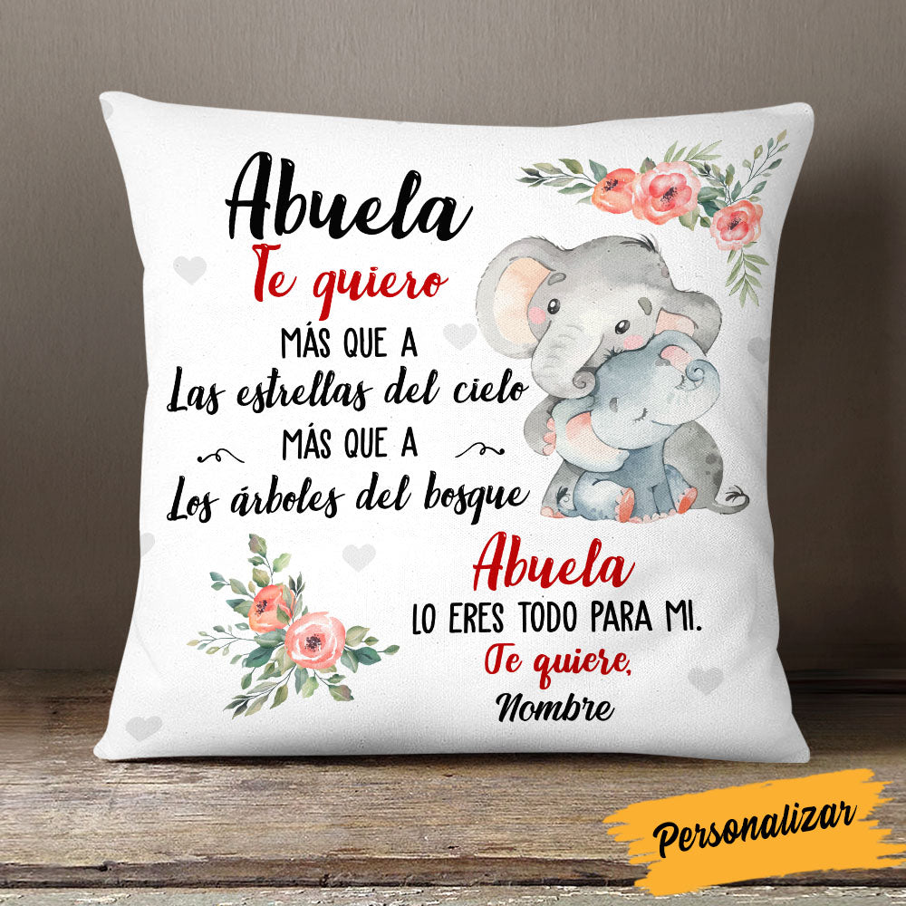 Personalized Elephant Mom Grandma Spanish Mamá Abuela Pillow AP264 95O58 (Insert Included)