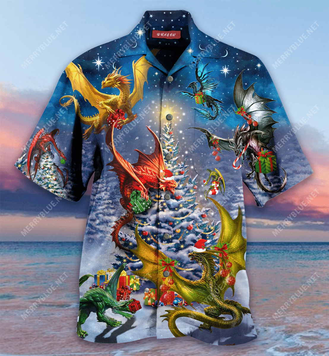 Shop Christmas Dragon Family Reunion Unisex Hawaii Shirt Ha48045