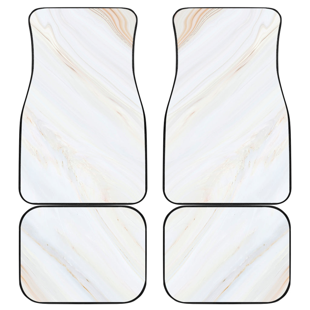 White Brown Smooth Marble Print Front And Back Car Floor Mats, Front Car Mat