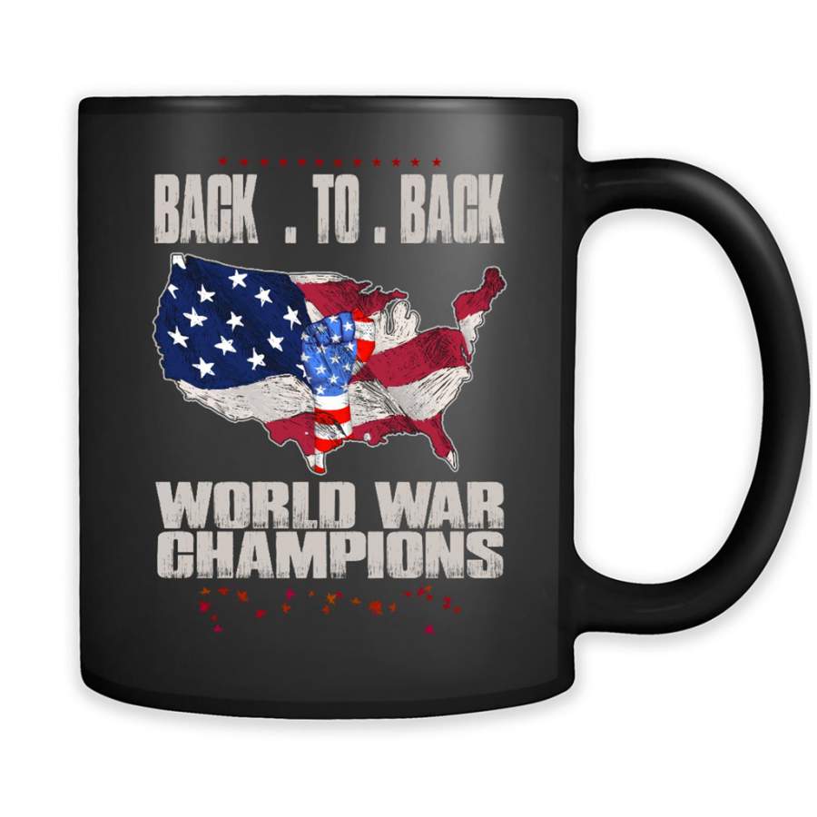 Back to Back World War Champions US Flag Vintage – Full-Wrap Coffee Black Mug