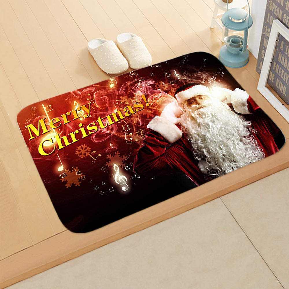 2023 Christmas Decoration Door Mat Floor Flannel Entrance Doormat Non Slip Area Rug Doorway Kitchen Rug Navidad New Year Carpet alx