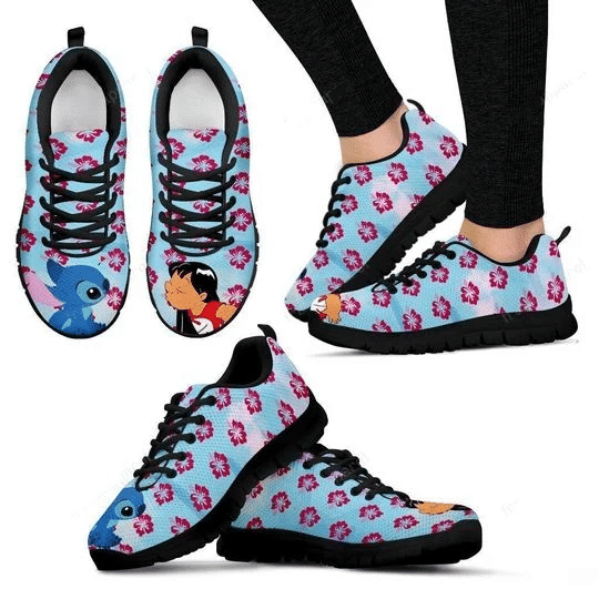 Stitch Lilo & Stitch Disney 20 Print Sneakers, Women’s Sneakers, Handmade Crafted sneaker black Shoes birthday gift Fashion Fly Sneakers TL97