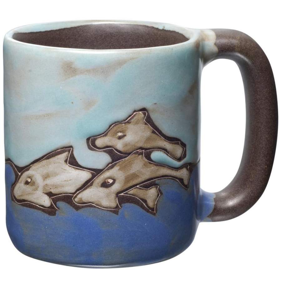 Dolphins Swimming Hand-Etched Mug