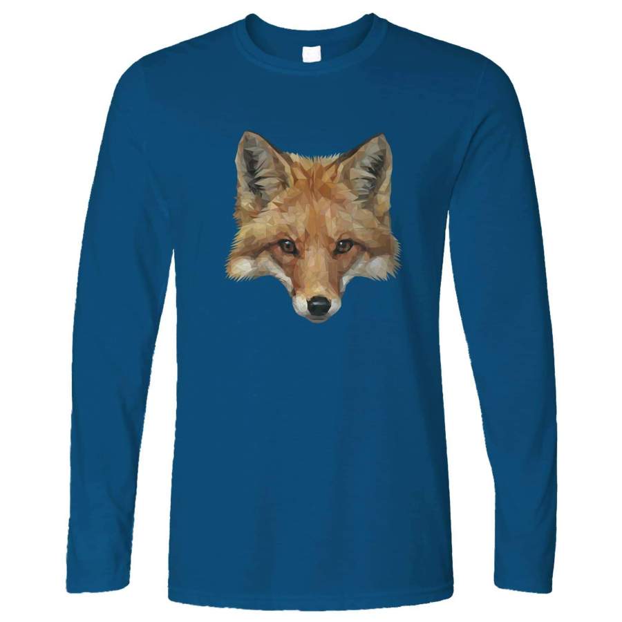 Animal Art Long Sleeve Low Poly Fox Graphic T-Shirt