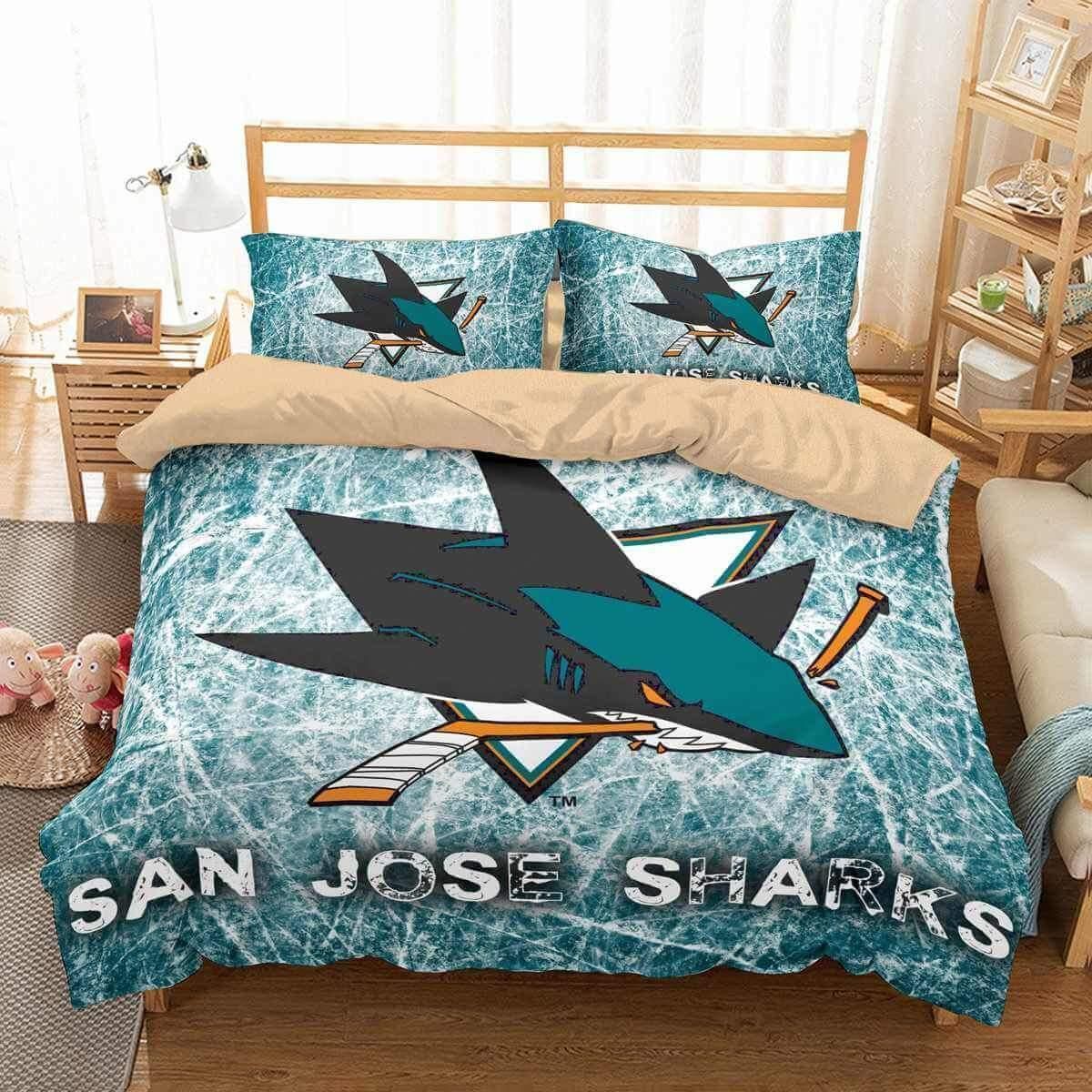 3D San Jose Sharks Duvet Cover Bedding Set