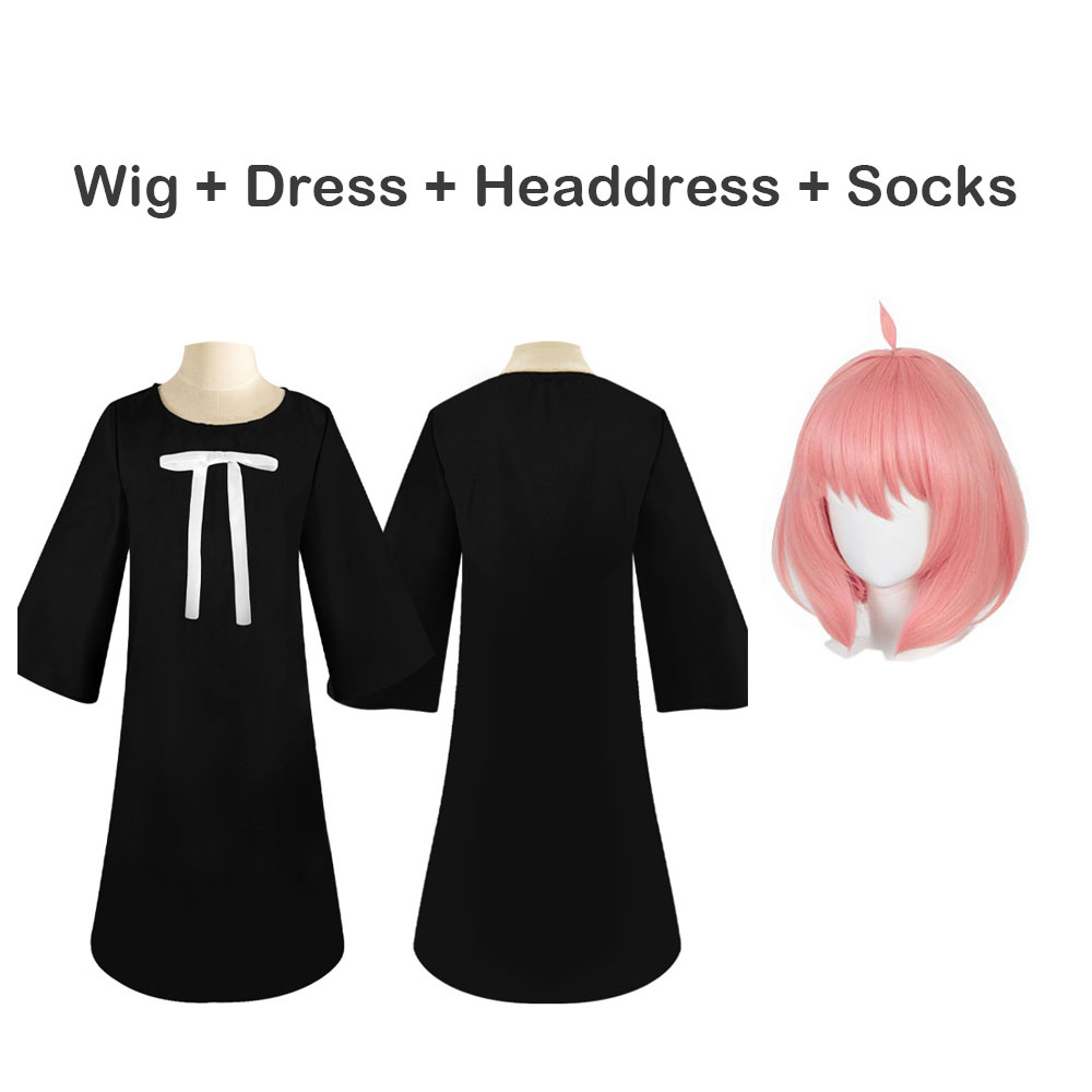 Anya Forger Cosplay Costume Wig Kid Uniform Dress Spy X Family Ania For Kid For Girl Halloween Christmas Japanese Anime Cosplay alx