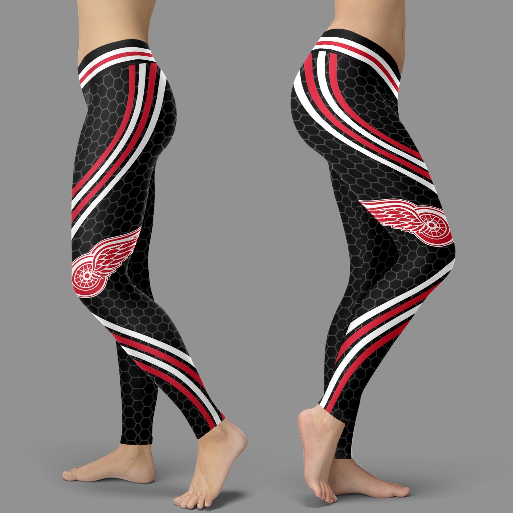 Black Curve Detroit Red Wings Leggings