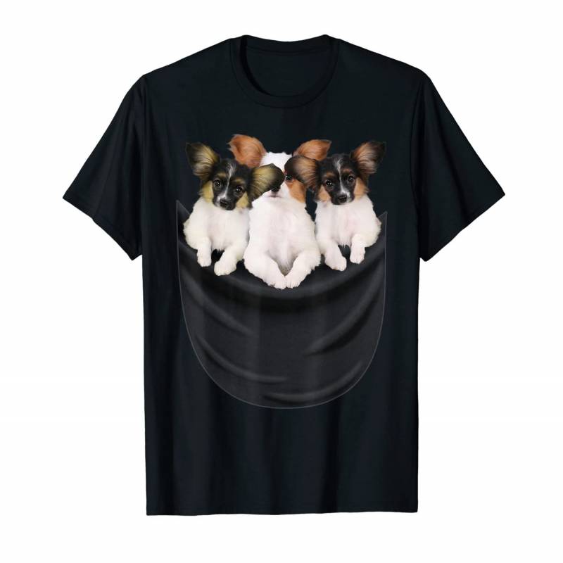 Papillon Puppy Cute In Big Pocket T-shirt Dog Lover Gifts T-shirt