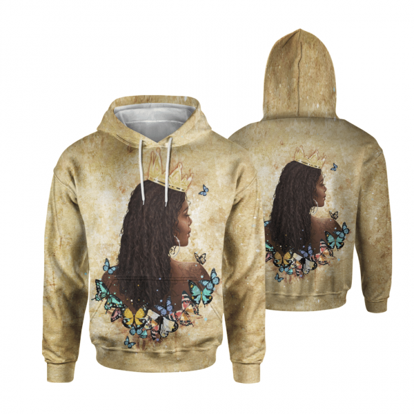 Black Queen Butterfly Art For Black Girl Butterfly All Over Print 3D Unisex Hoodie Us Size