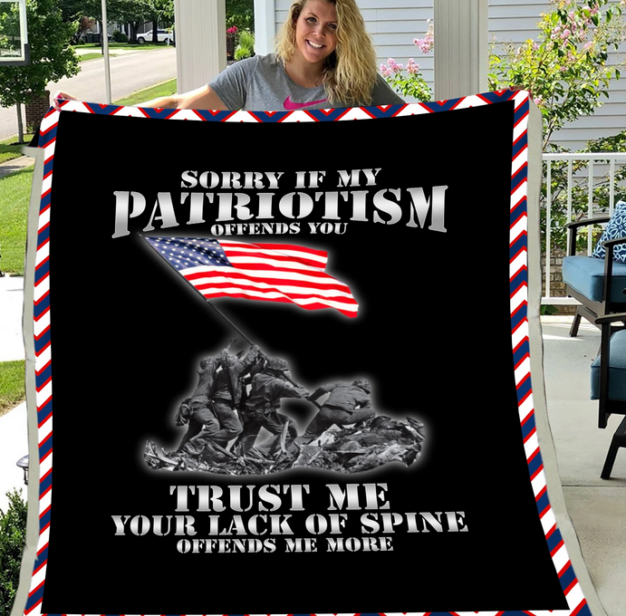 Army Veteran Gift, Veteran’S Day Gift, Army Gift, Sorry If My Patriotism Offends You Army Veteran Gift Fleece Blanket