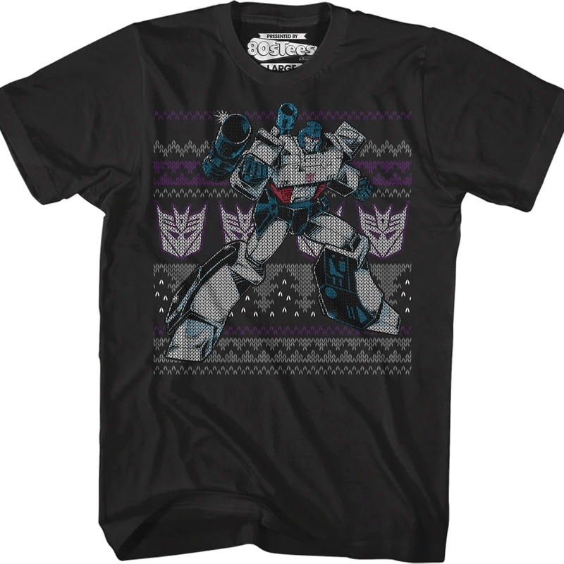 80 Tees Megatron Faux Ugly Christmas Sweater Transformers T-Shirt