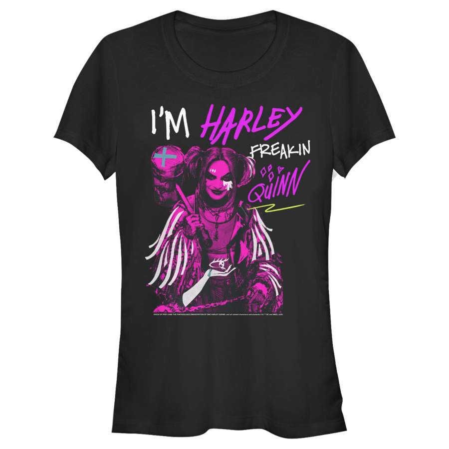 Birds of Prey Junior’s Harley Freakin’ Quinn Cartoon  T Shirt