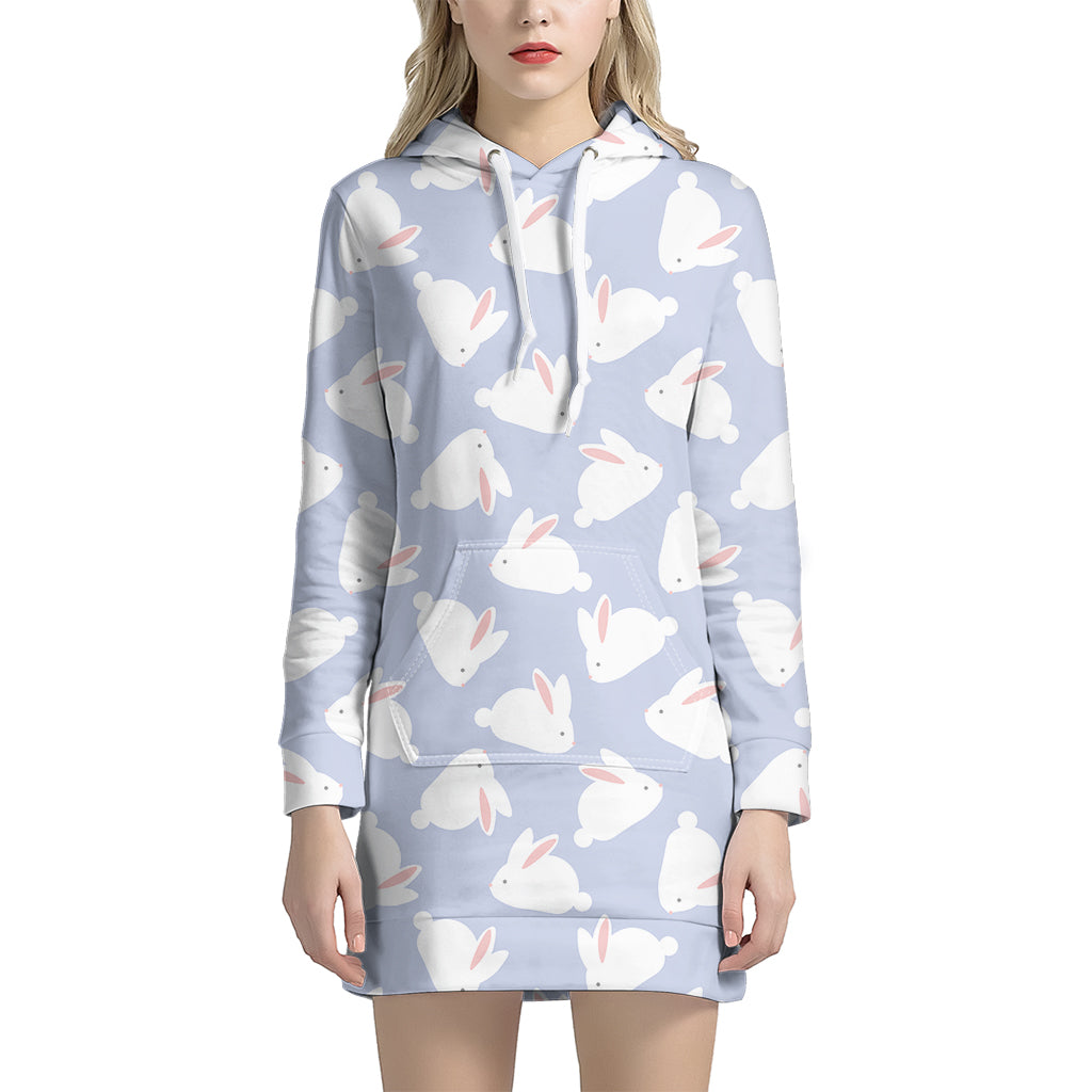 Mini Rabbit Pattern Print Women’S Pullover Hoodie Dress