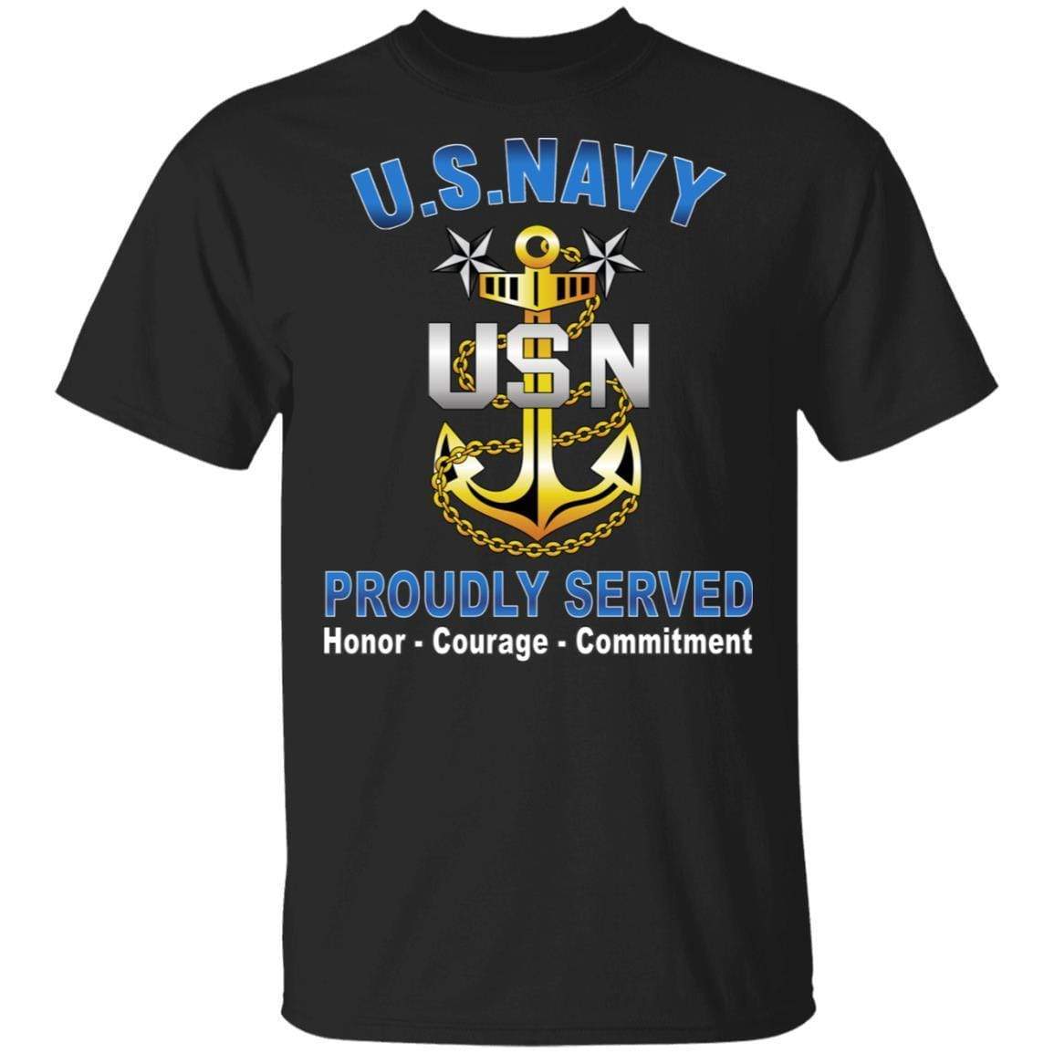 US Navy E-9 Master Chief Petty Officer E9 MCPO Senior Noncommissioned Officer Collar Device Proudly Served On Front T-Shirt