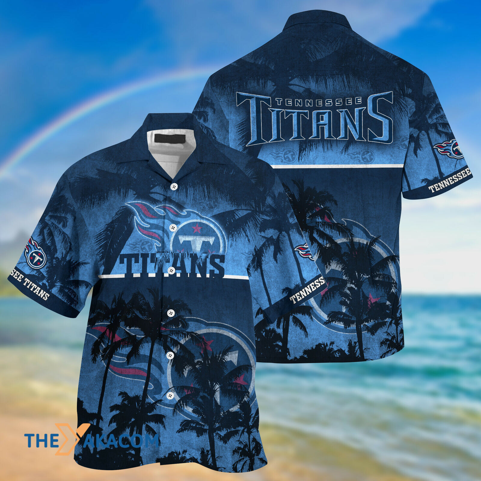 Tennessee Titans Beach Coconut Trees Great Nfl Gift Short Sleeve Hawaii Shirt Ha37777