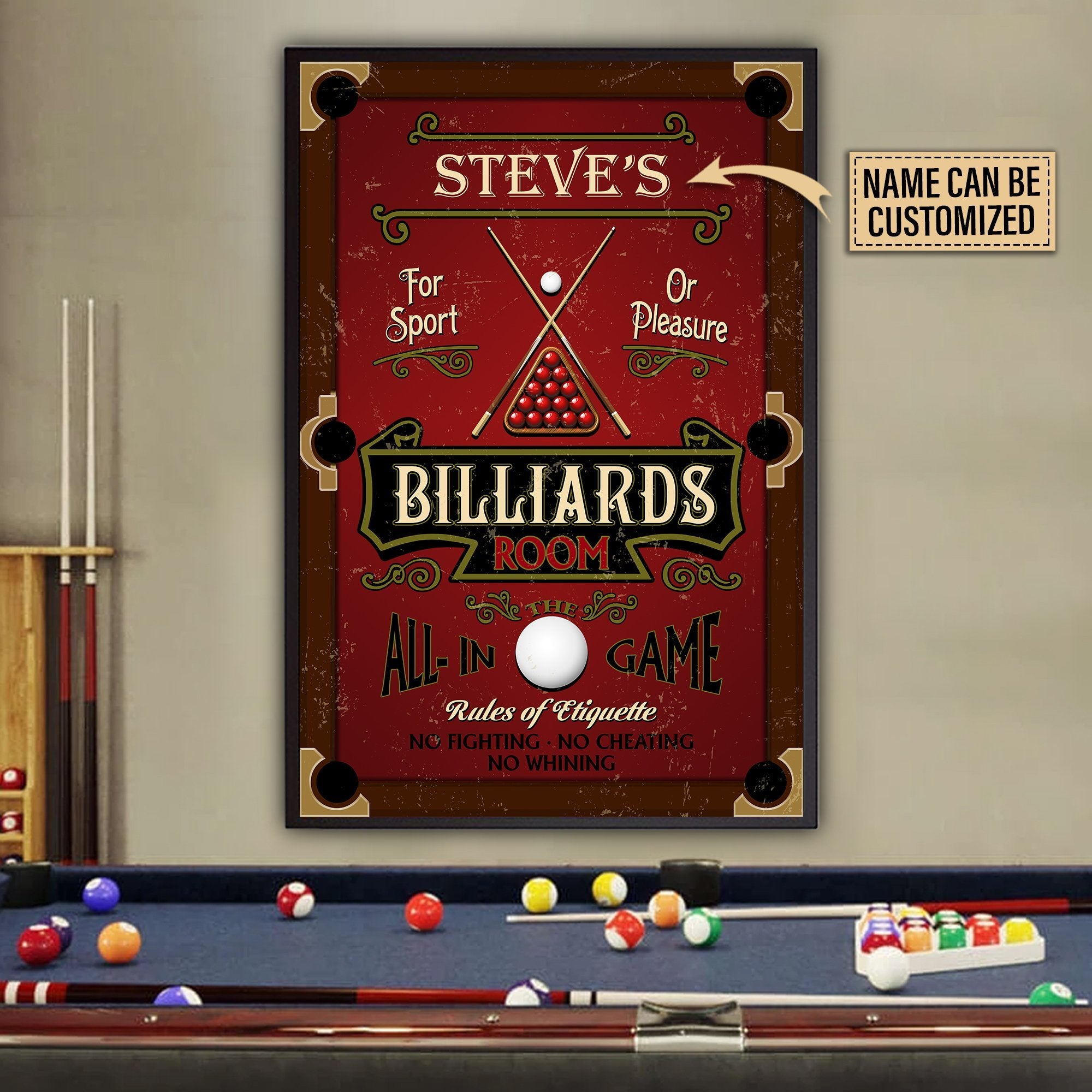 Aeticon Gifts Personalized Billiards Room Snooker All In Game Canvas Mom Dad Gift Home Decor