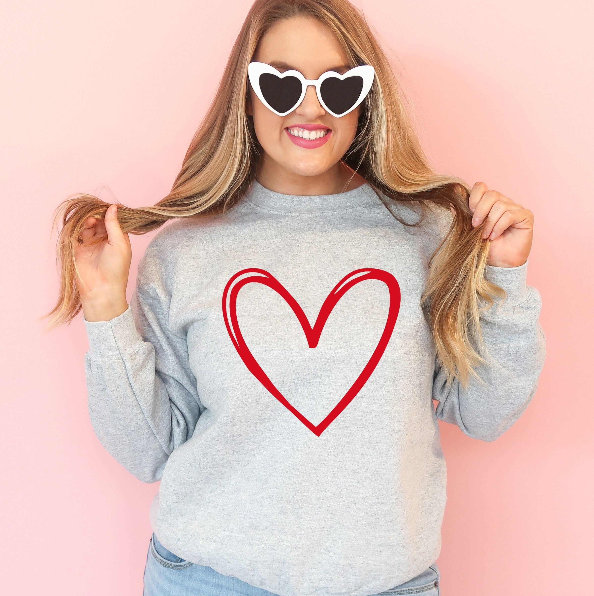 Big Heart Sweatshirt, Heart Sweatshirt, Valentine’s Gift for Her, Love Sweatshirt, Cute Sweatshirt, Valentine’s Day Gift,  Ink and Quotes