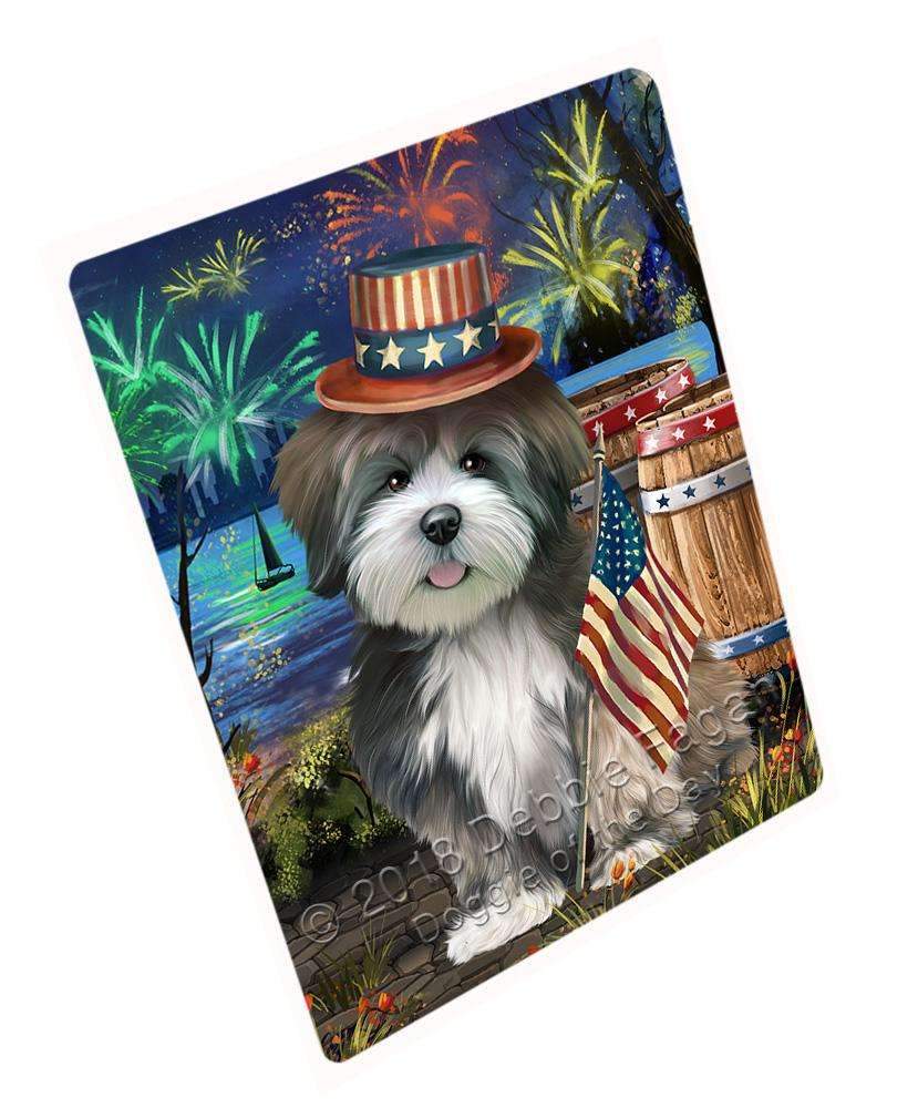 4Th Of July Independence Day Fireworks Lhasa Apso Dog At The Lake Blanket Blnkt74901