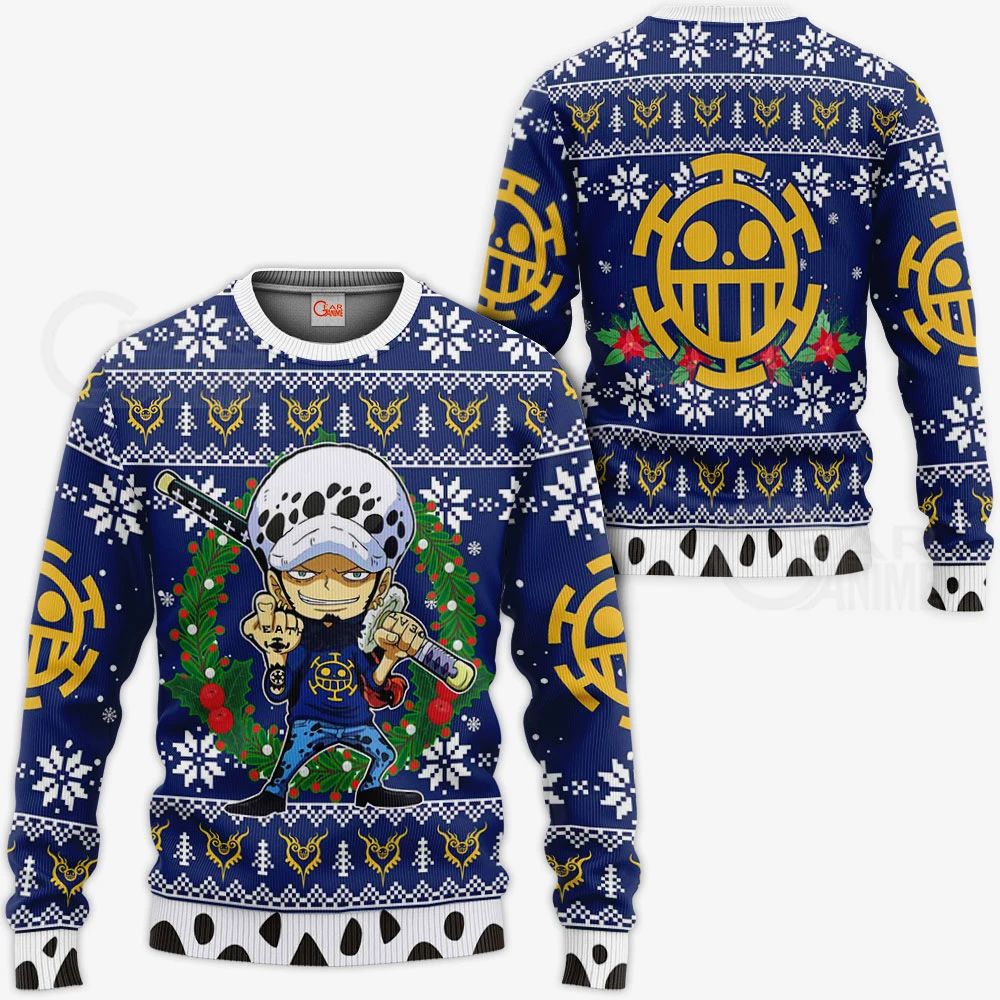 Trafalgar Law Ugly Christmas Sweater One Piece Anime Xmas Gift Va10 Unisex Men Women