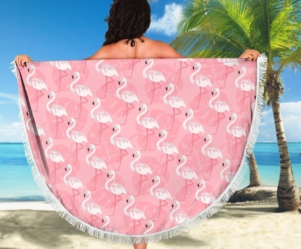 Cute Pink Flamingos Lovers Beach blanket