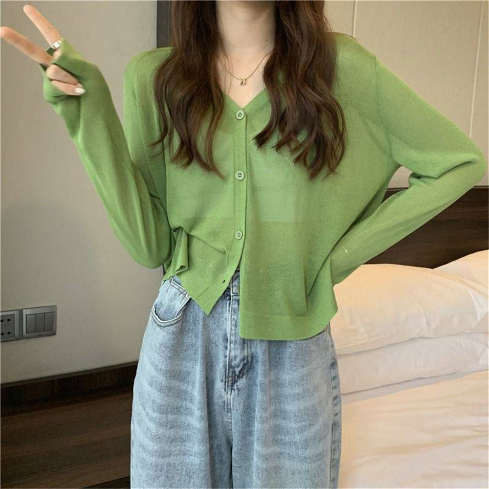 2022 Summer Sun Protection Clothing Women Cardigan Ladies Outerwear Female Knitted Sweater Cardigans Women Thin Coat Jacket alx