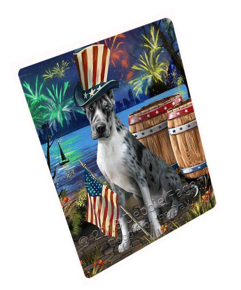 4Th Of July Independence Day Fireworks Great Dane Dog At The Lake Blanket Blnkt74829