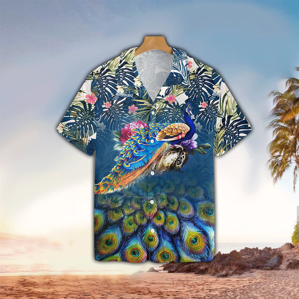 Peacock Hawaii Shirt Aloha Tropical Sleeve Summer All Size Ha69559