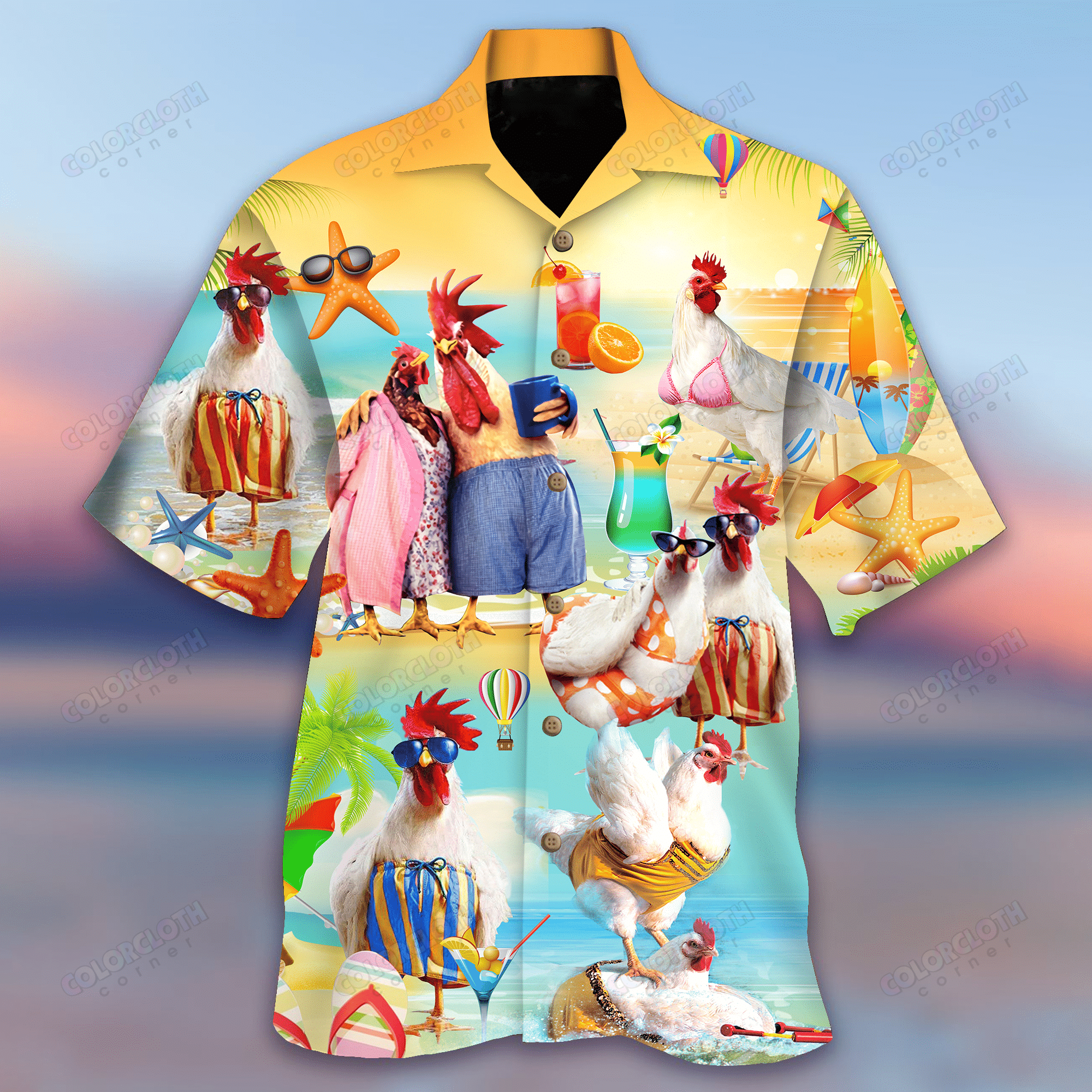 Chicken On The Beach Hawaiian Shirt Ha99315