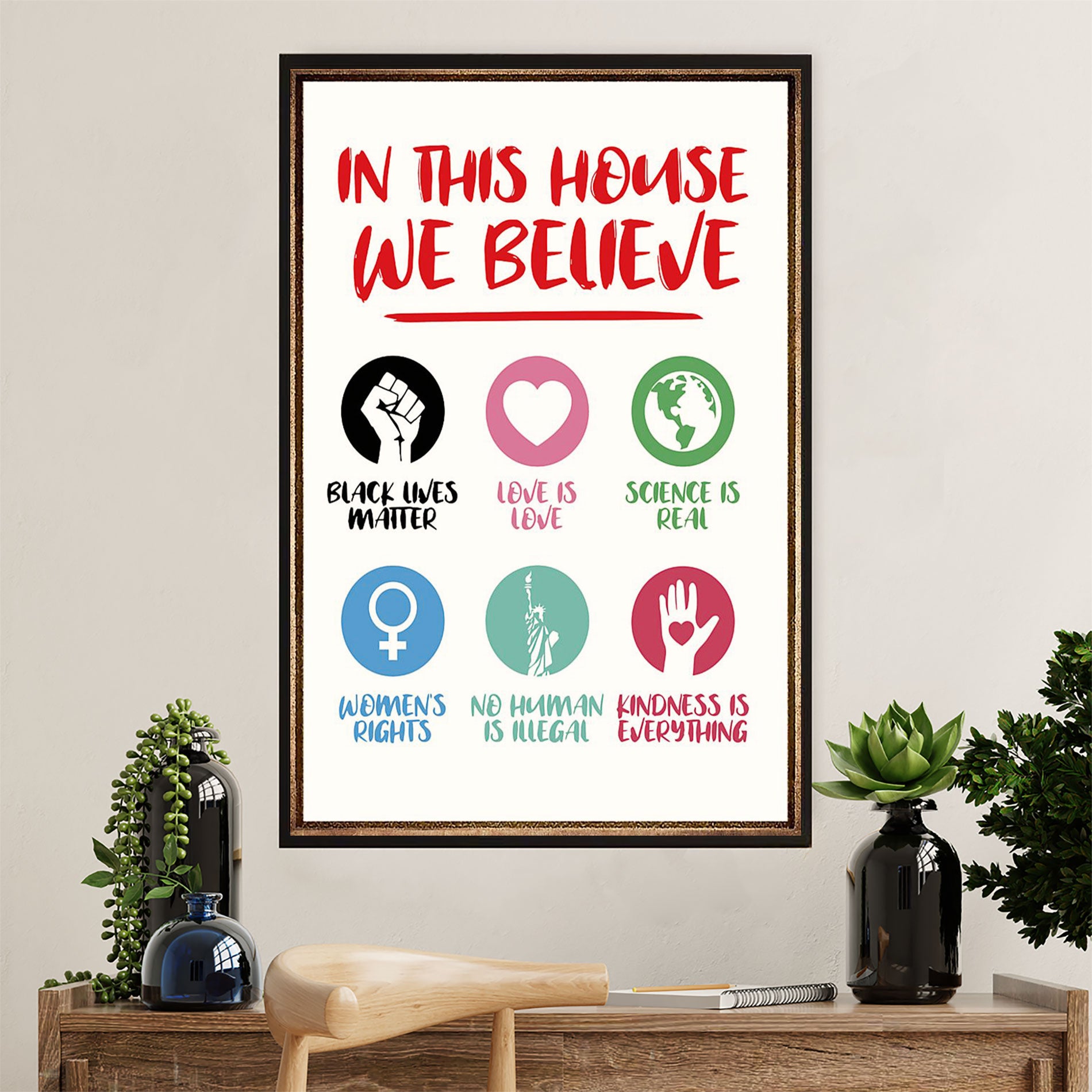 African American Afro Poster Prints | In This House We Believe | Wall Art Gift For Black Girl