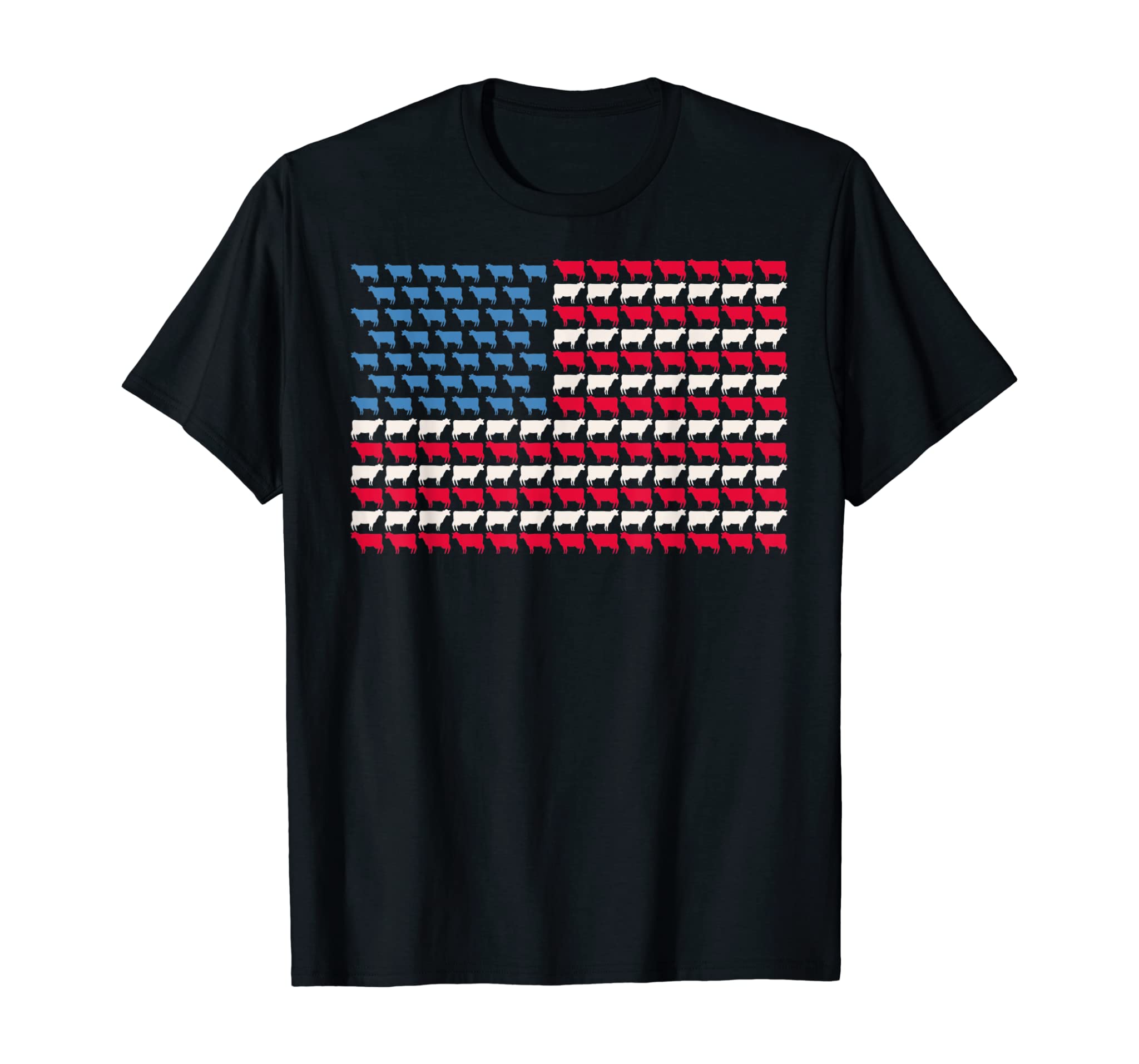 Cow American Flag Heifer US 4th Of July Farm Cattle USA Gift T-Shirt