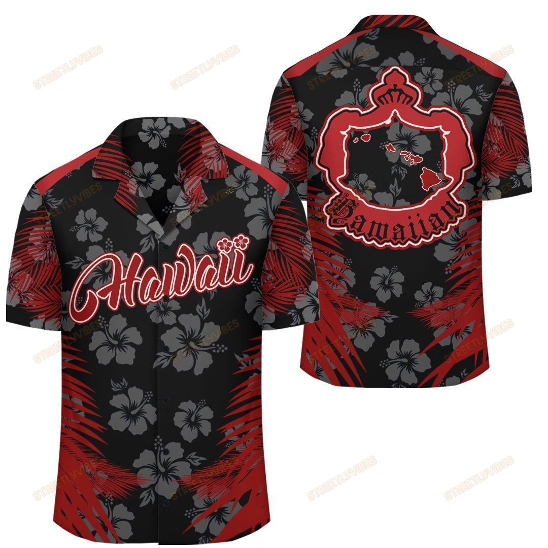 Hawaiian Hibiscus Coat Of Arm Map Fi Style Hawaiian Shirt Ha10358