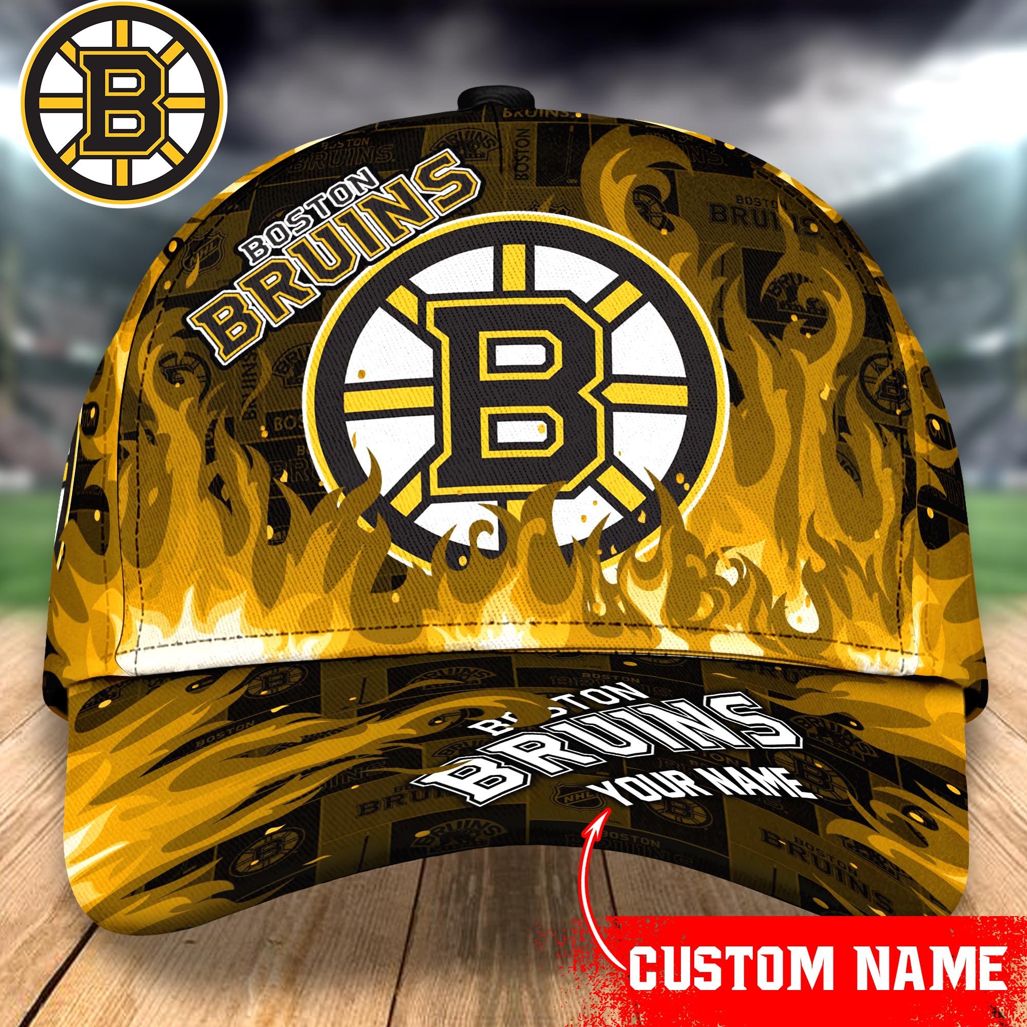 Boston Bruins Custom Name Classic, Baseball Caps T-43383