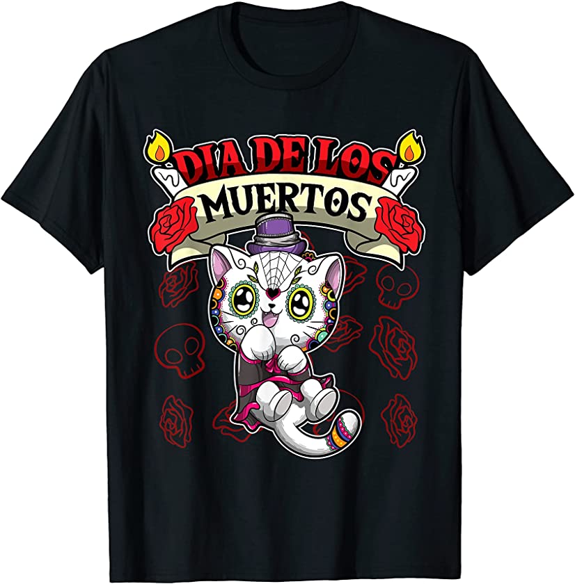 Dia De Los Muertos – Day Of The Dead – Cat Kitten T-Shirt