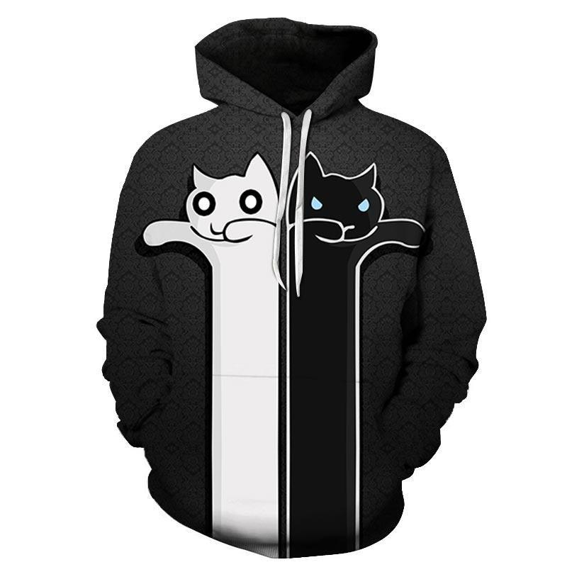 Black & White Cartoon Cats Hoodie