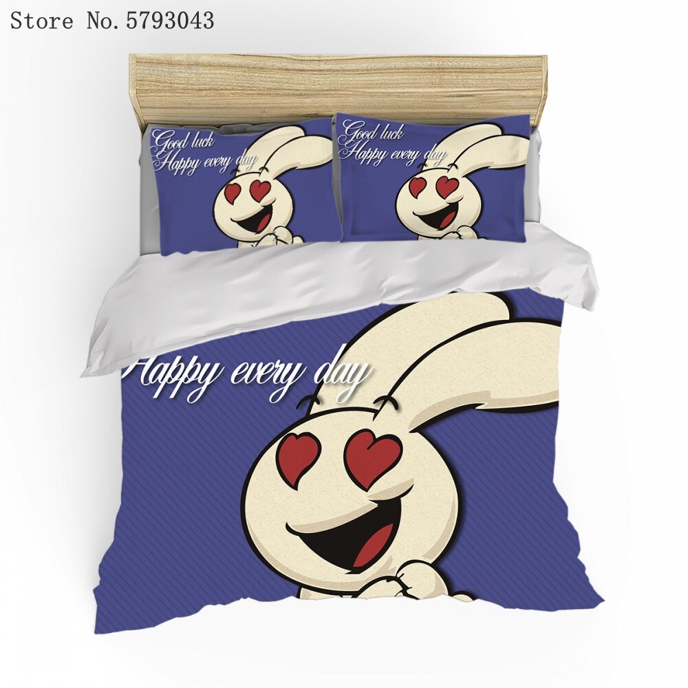 Cartoon Rabbit Bedding Set 3D Print Red Radish Duvet Cover For Bedroom Bed Cover Bedspread