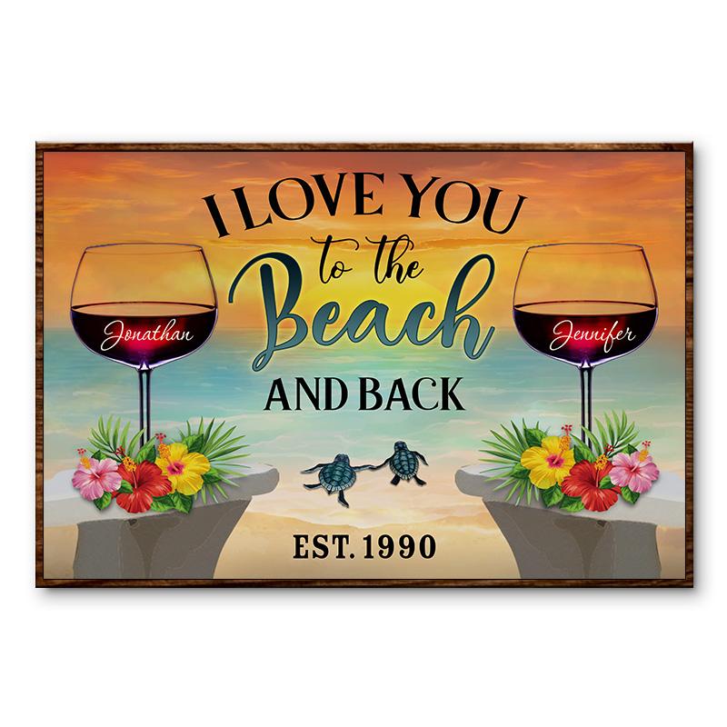 Personalized Wine Beach And Back Custom Poster, Couple Gifts