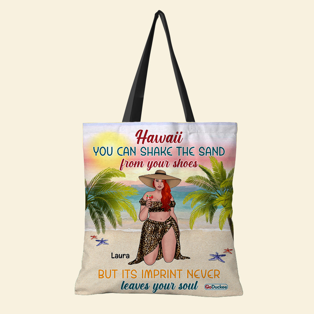 Sun Tanning Girl Personalized All Over Tote Bag – Leopard Pattern – You Can Shake The Sand From Your Shoes