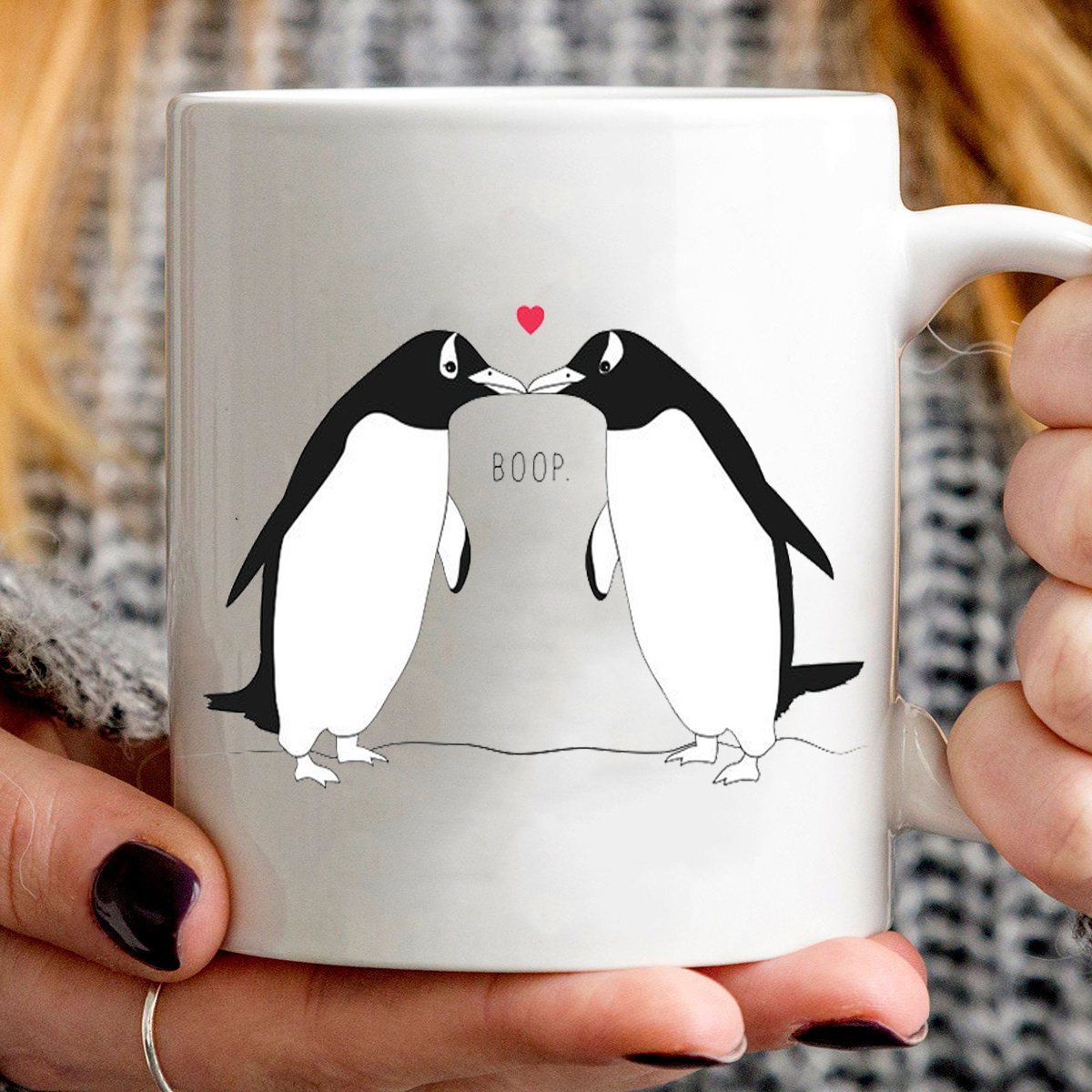 Penguin Kiss Love Boop Couple, Valentine Gifts 11Oz, 15Oz Ceramic Mug