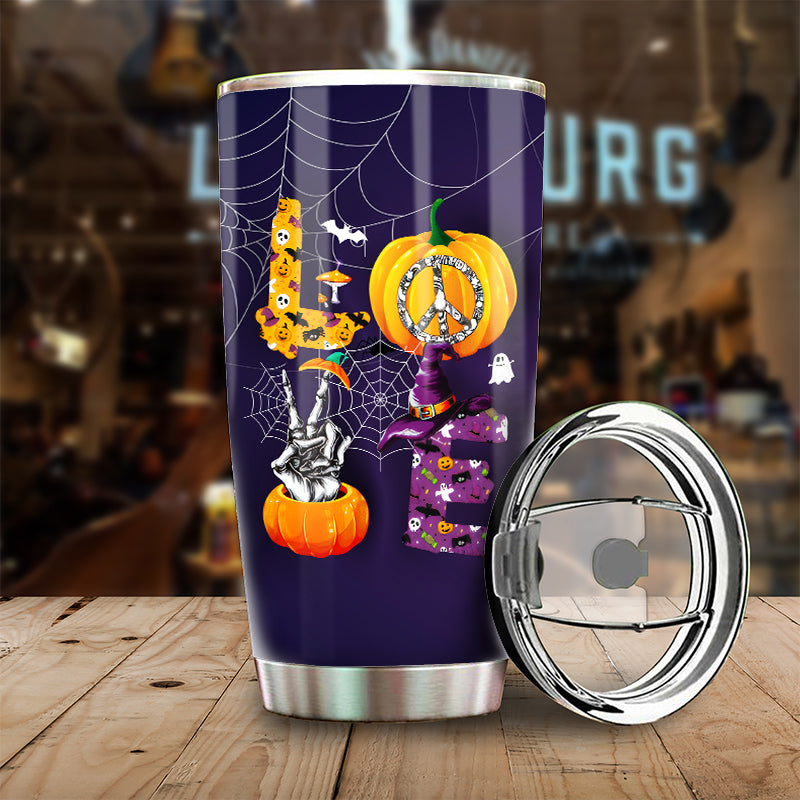 21093 Love Peace Halloween Hippie Tumbler