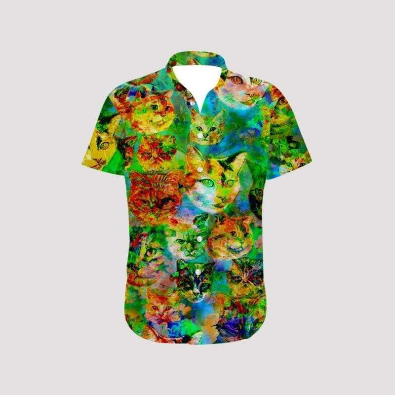 Christmas Cat Art So Cute Hawaii Aloha Shirts Ha96927