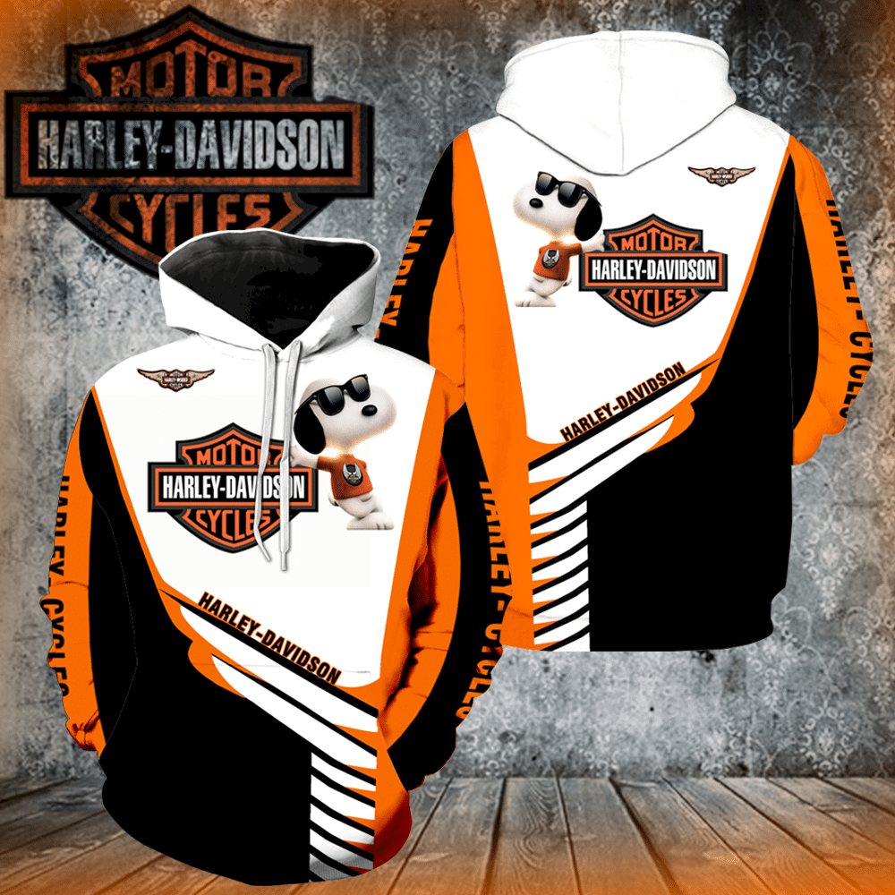 Harley Davidson Snoopy Full Print V1257 Hoodie Zipper For Men Women ...