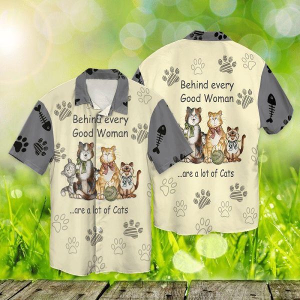 Cats Behind Every Good Woman Are A Lot Of Hawaii Shirt For Men Women Ha49263