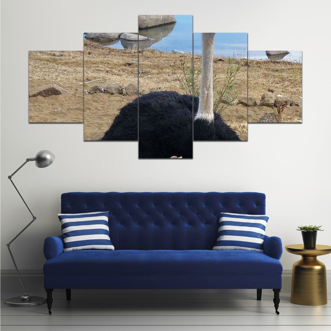 Birds Ostriches Nestli 5 Panel Canvas Art Wall Decor Home Decor